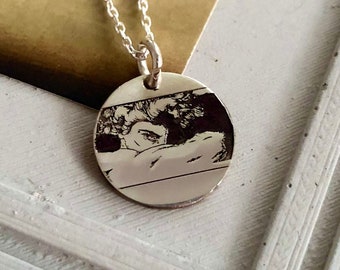 Lucifer necklace, The Fallen Angel artwork silver necklace, Alexandre Cabanel, Silver Art Necklace