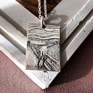 Scream artwork Edvard Munch necklace silver by Edvard Munch necklace