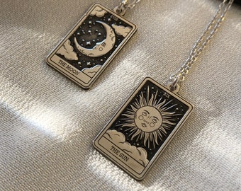 Tarot Cards Necklace • Silver Tarot Necklace • Lovers Tarot Necklace  • The Devil Tarot Necklace