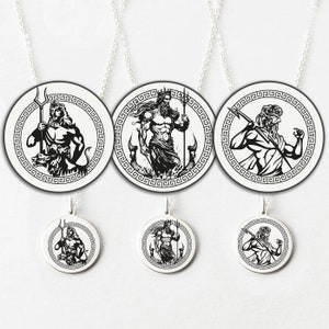 Greek Mythology Silver Necklace • Silver Ancient Deity Pendant • Pagan Worship Witchy Jewelry Of Medusa, Zeus, Athena, Artemis, Poseidon