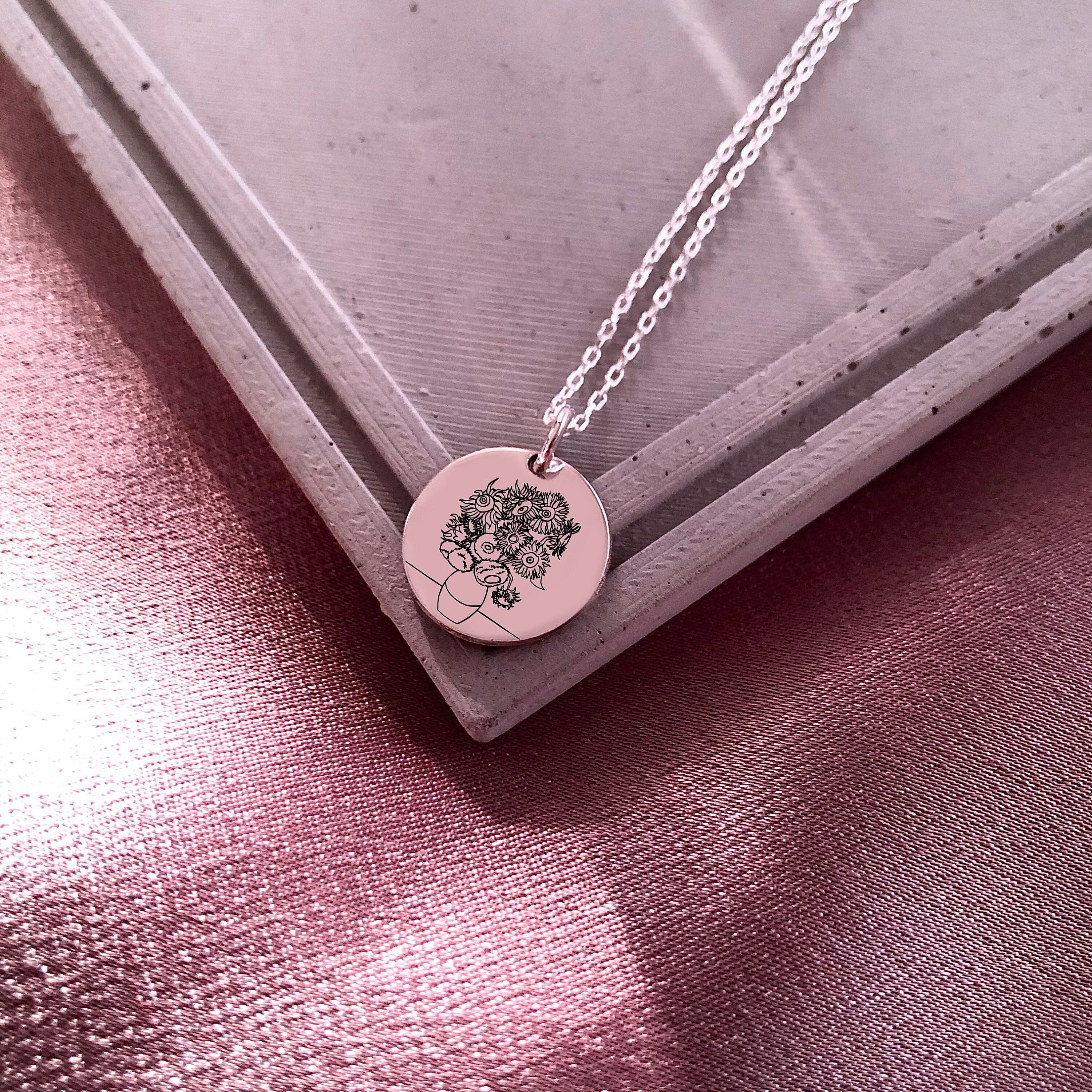 Vincent Van Gogh Sunflower Silver Handmade Necklace