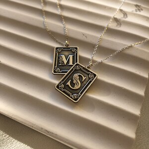 Letter Necklace • Silver Name Necklace • Vintage Letter Necklace  • Initial Charm Letter Necklace