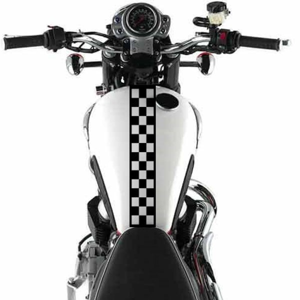 Motorcycle Vintage Checkered Racing Stripes Sticker Gas Tank Sticker Cafe Racer CB