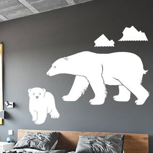 Polar Bear Family Decal Polar Bear Vinyl Wall Decal Polar Bear Sticker