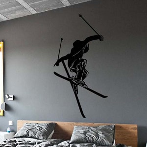 Freestyle Skiing Decal Skiing Wall Decal Mountain Decor Winter Sport Sticker image 1