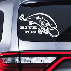 Sticker visser vis sticker Bite Me autosticker boot sticker