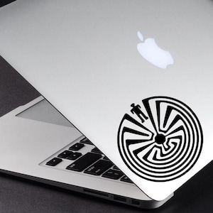 Sticker homme dans le labyrinthe : Sticker tribal amérindien pour ordinateur portable