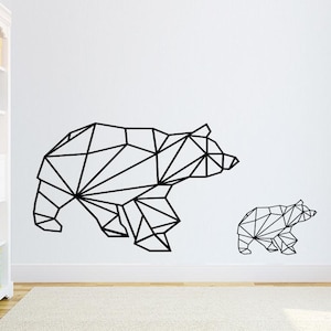 Geometric Bear Wall Decal: Origami Style Vinyl Sticker