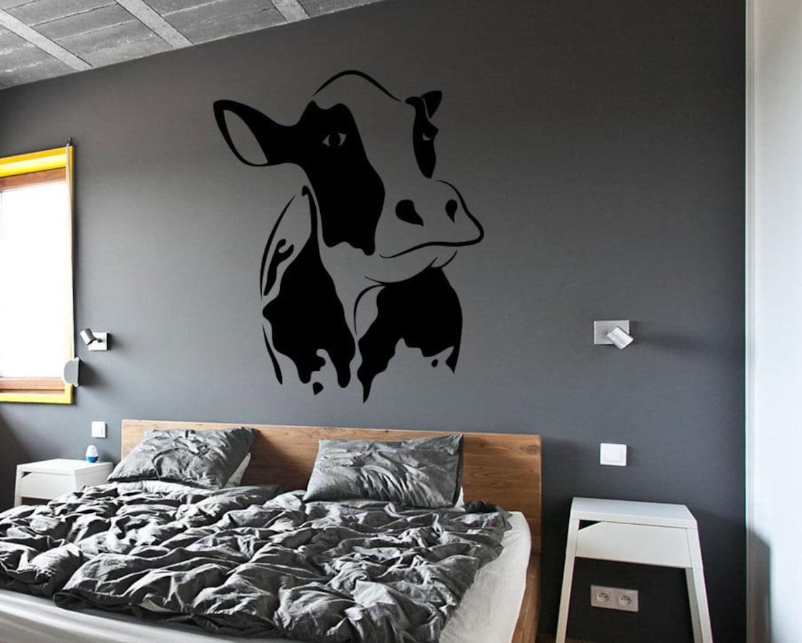 Cow Wall Decal Cow Vinyl Decal Wall Sticker Animal Decal Etsy