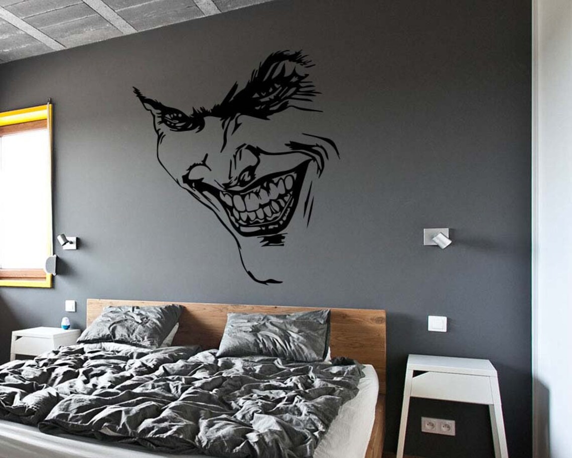 Joker Wall Decal Batman Smile Face Comics Vinyl Sticker Etsy