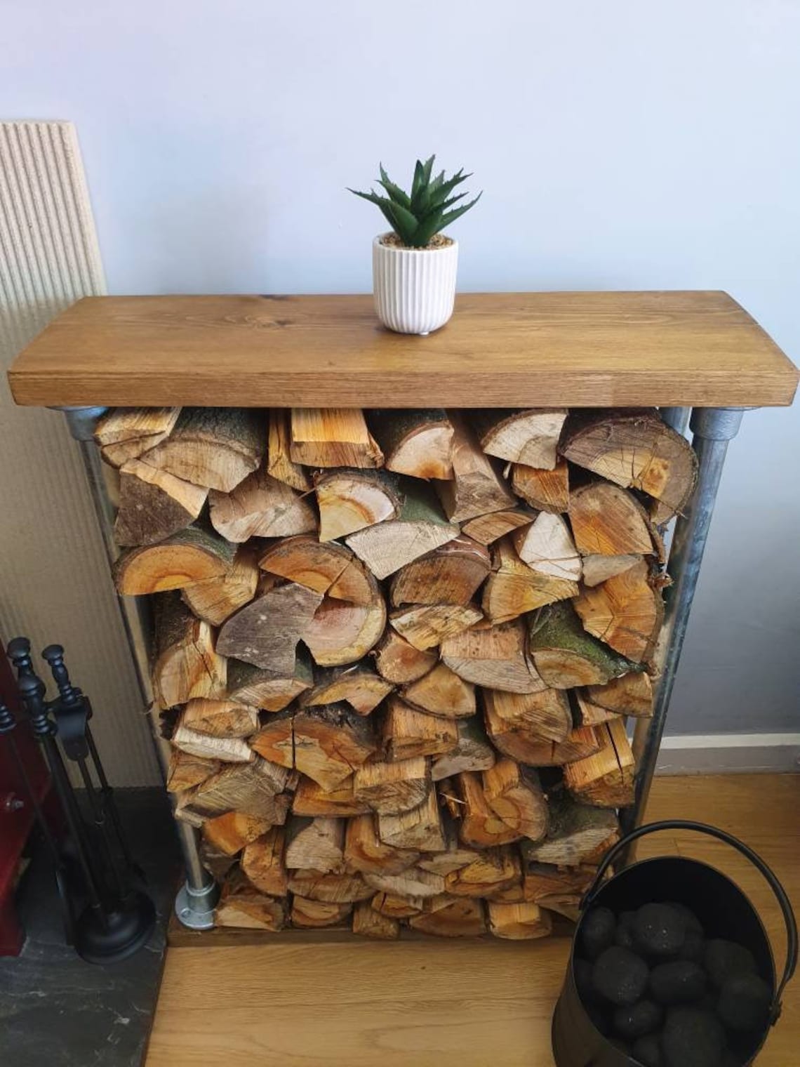 Rustic Log Store / Industrial Log Store / Indoor Log Storage / Etsy UK