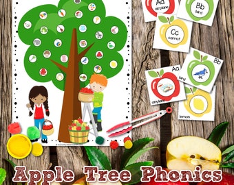 Apple Tree Phonics Activity: Fine Motor Skills Printable (Digital Download)