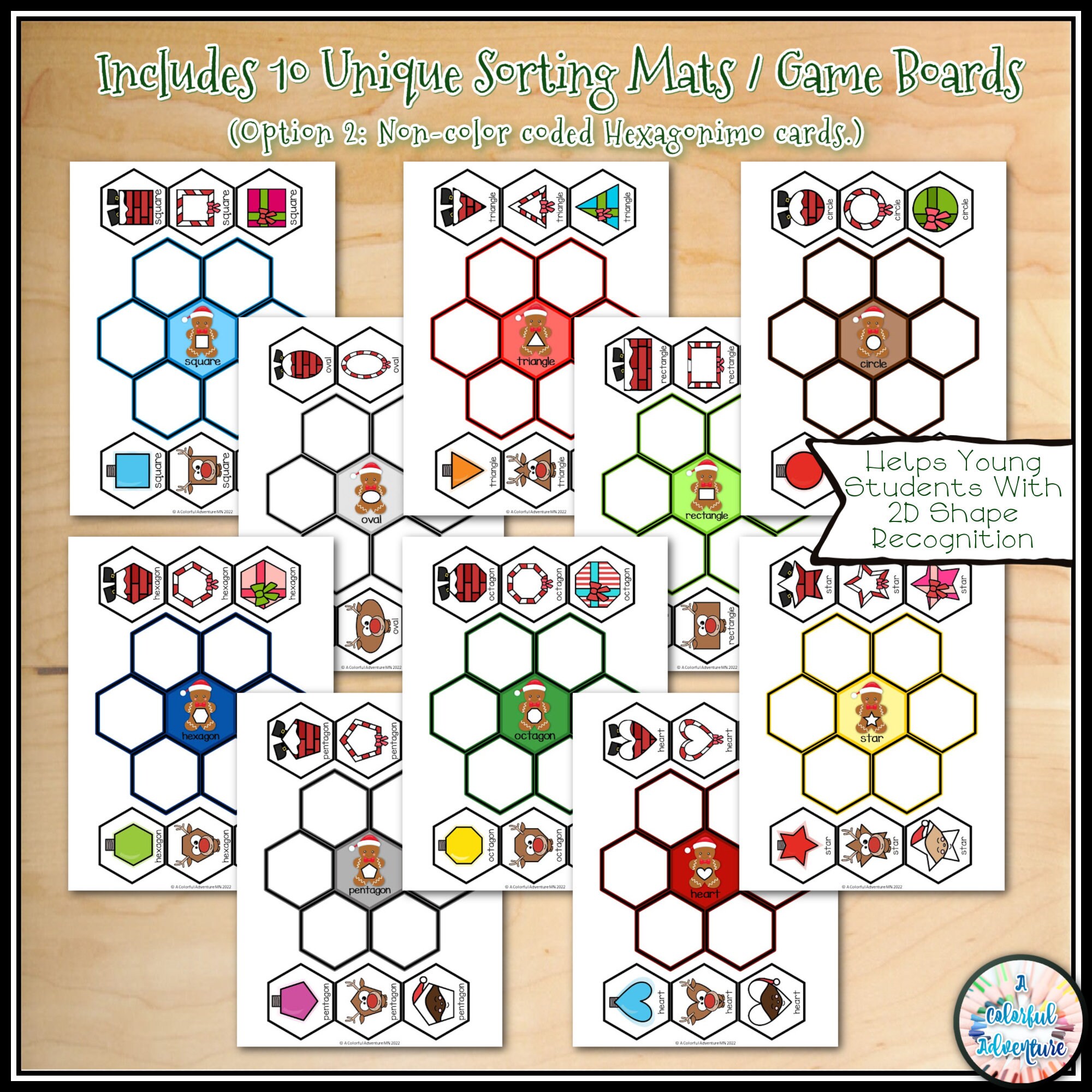 Christmas Preschool Printable Shapes Sorting Activity and Game, 2D ...