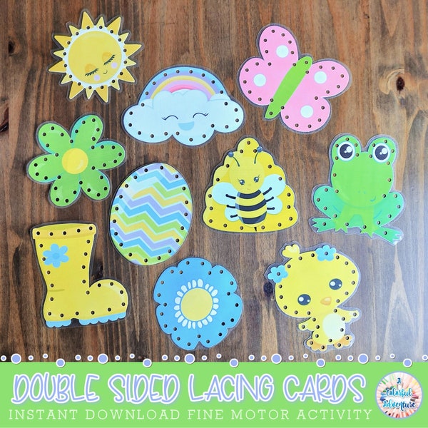 Spring Lacing Cards, Fine Motor Activity, Preschool Centers, Preschool Printables, Occupational Therapy, Busy Bag Printable, DIGITAL