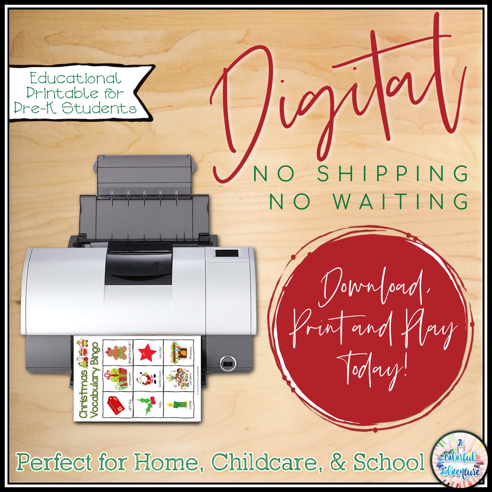 Christmas Preschool Bingo Printable, Kids Party Game, Christmas ...
