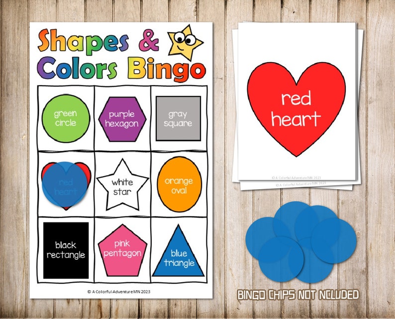 Shapes and Colors BINGO Printable for Kids Preschool Printable 2D Shapes Math Game and Colors ...