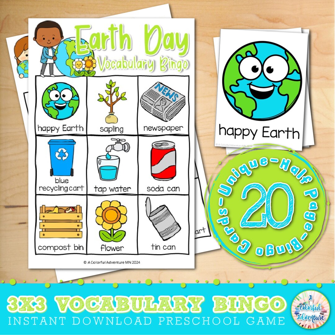 Earth Day Bingo: Vocabulary Game for Preschoolers (digital Download) - Etsy