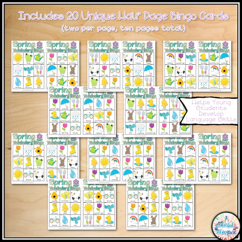 Spring Preschool Bingo Printable, 3x3 Bingo and Calling Card Set ...