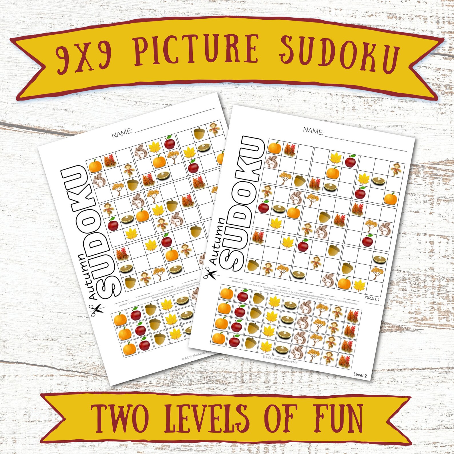 Sudoku 9x9 Autumn Fall Printable Instant Download Etsy