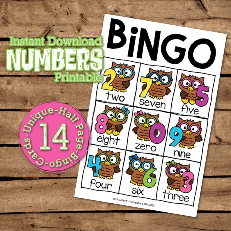 Numbers 3x3 Printable Preschool Bingo Game Woodland Owls - Etsy