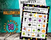 Halloween Bingo Game: 30 Printable Cards, Vocabulary Activity (Color & Ink Saver Set)
