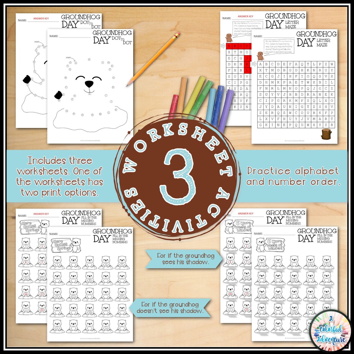 Groundhog Day Printables for Kids Educational Math, Literacy, and Fine ...