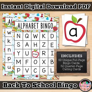 Educational Alphabet Bingo Game for Preschoolers and Kindergarten Classrooms - Fun Learning Activity for Kids (bookworm-themed)