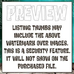 Puede incluir: Texto superpuesto sobre un fondo turquesa con un patr&oacute;n de telara&ntilde;a. El texto dice: "PREVIEW LISTING THUMBS MAY INCLUDE THE ABOVE WATERMARK OVER IMAGES. THIS IS A SECURITY FEATURE. IT WILL NOT SHOW ON THE PURCHASED FILE."