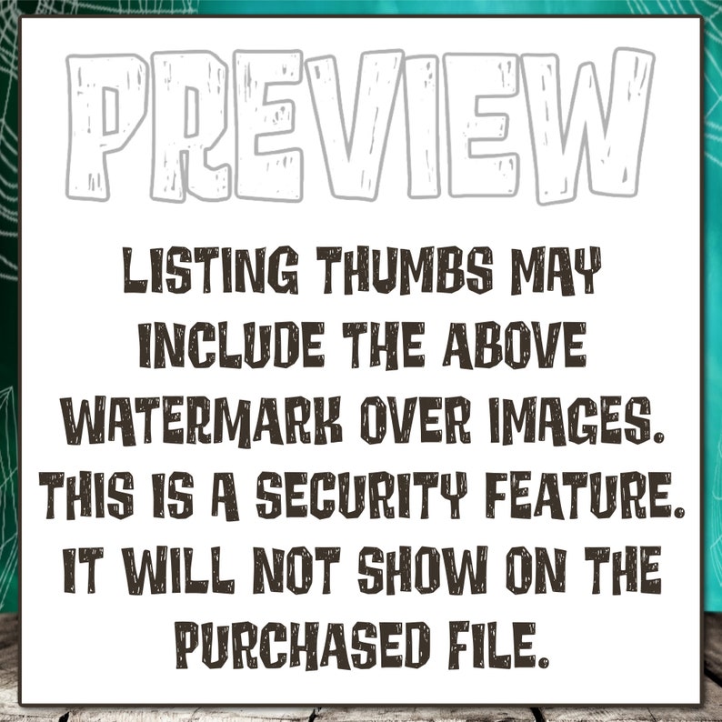Puede incluir: Texto superpuesto sobre un fondo turquesa con un patr&oacute;n de telara&ntilde;a. El texto dice: "PREVIEW LISTING THUMBS MAY INCLUDE THE ABOVE WATERMARK OVER IMAGES. THIS IS A SECURITY FEATURE. IT WILL NOT SHOW ON THE PURCHASED FILE."