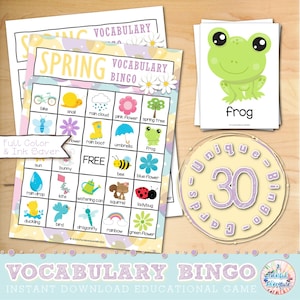 Spring Printable Bingo Game for Kids, Spring Activity, 30 Bingo Cards ...
