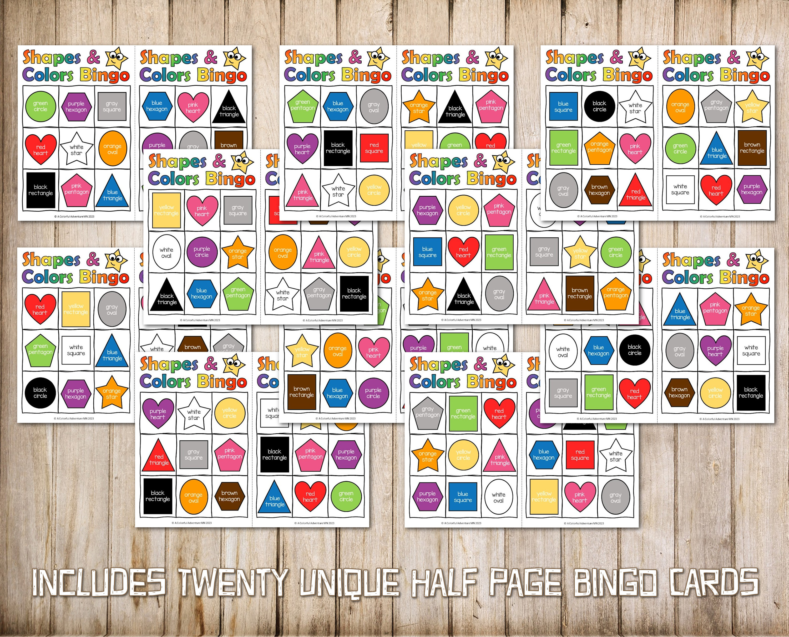 Shapes and Colors BINGO Printable for Kids Preschool Printable 2D Shapes Math Game and Colors ...