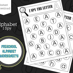 Alfabeto Veo, veo / Actividad educativa imprimible / Actividad de reconocimiento de letras / Letras del alfabeto A-Z mayúsculas y minúsculas / Descarga instantánea
