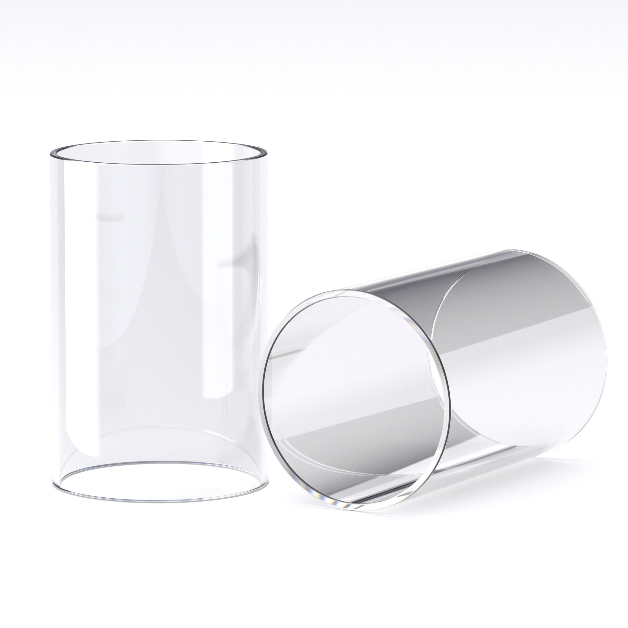 2x Premium Glaszylinder ohne Boden 2 Stück Windlichtglas Ersatzglas