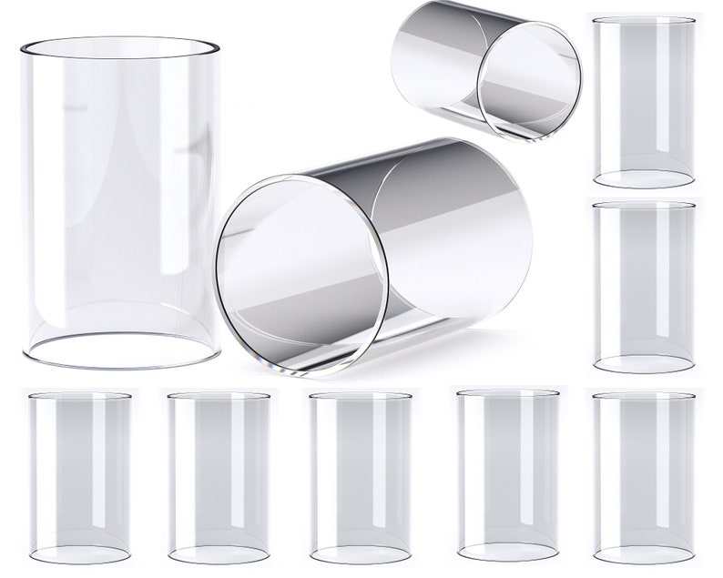 10x Premium Glaszylinder ohne Boden 10 Stück Windlichtglas Ersatzglas Windlicht Offenes Glasrohr Zylinder Glas Hitzebeständig Bild 1