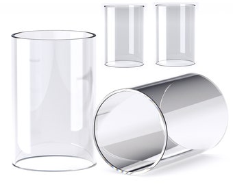 4x Premium Glaszylinder ohne Boden - 4 Stück Windlichtglas Ersatzglas Windlicht - Offenes Glasrohr Zylinder Glas - Hitzebeständig -
