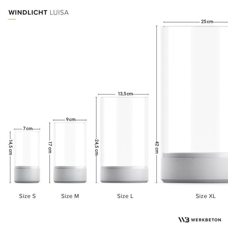 Windlicht Glas Beton großer Kerzenhalter mit Glaszylinder Das Original Kerzenständer modern & schlicht Bild 8