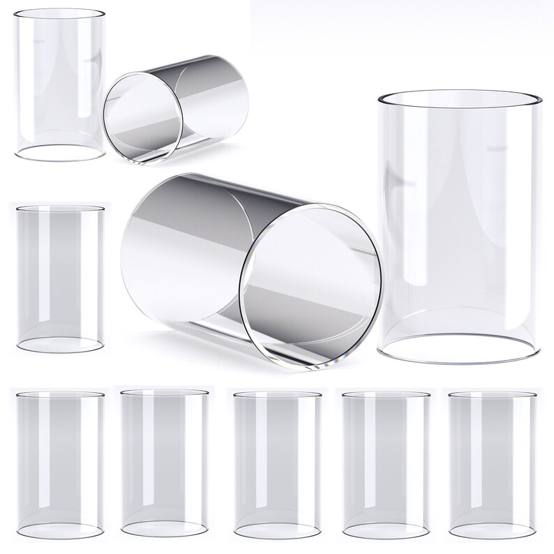 10x Premium Glaszylinder ohne Boden 10 Stück Windlichtglas Ersatzglas Windlicht Offenes Glasrohr Zylinder Glas Hitzebeständig Size L Ø13,5cm x20cm