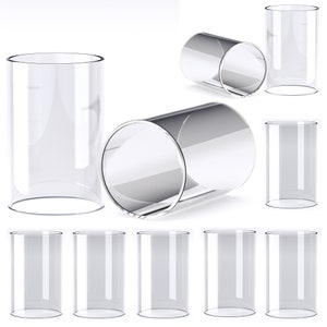 10x Premium Glaszylinder ohne Boden 10 Stück Windlichtglas Ersatzglas Windlicht Offenes Glasrohr Zylinder Glas Hitzebeständig Size M Ø 9cm x12,5cm