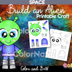 Build an Alien Printable Craft - Outer Space Coloring Pages