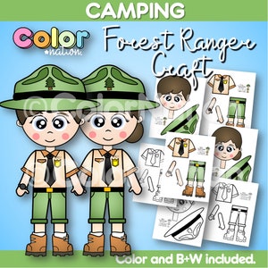 Artisanat pour enfants des gardes forestiers | Activités à thème pour la journée de camping | Tableau d'affichage d'été