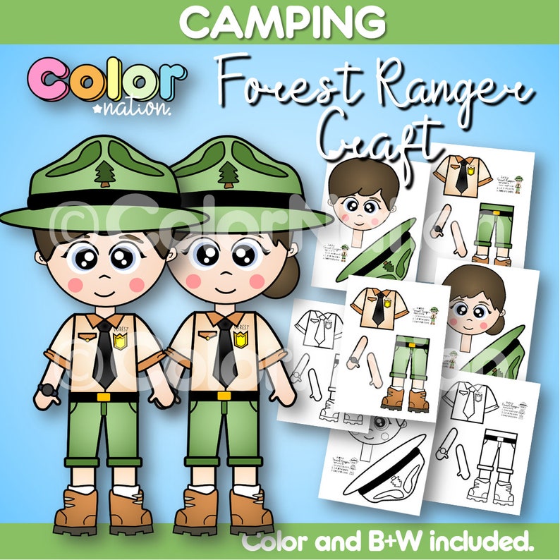Cartoon Forrest Ranger Forest Rangers Kids Craft | Camping Day Theme Activities | Summer ...