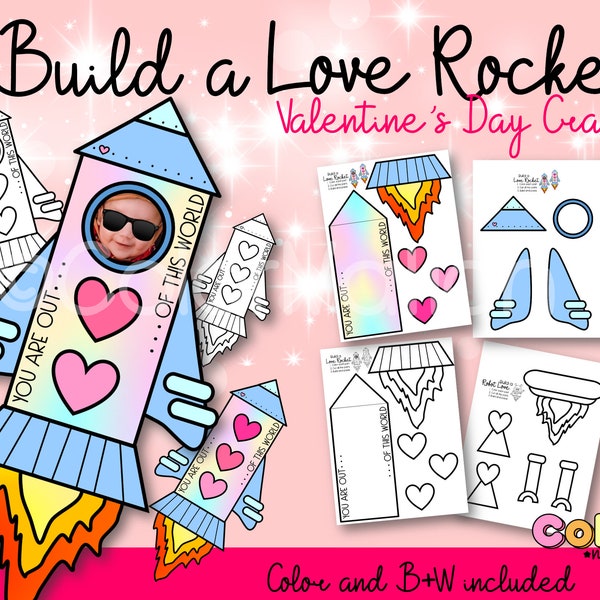 Build a Love Rocket Valentine's Day Printable Craft Kids Face - February