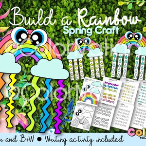Construire un arc-en-ciel Printable Craft - Coloriages de printemps - Motricité fine - Activité de comptage