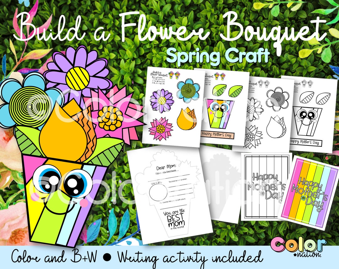 Spring Craft  Flower Bouquet Mother's Day Card Activity