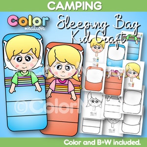 Sac de couchage pour enfants | Activités à thème pour la journée de camping | Tableau d'affichage d'été