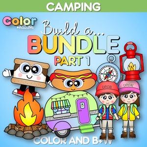 Lot d'artisanat de camping PARTIE 1 | Activités thématiques de camping | Babillard d'été, Smores, Hot dog, Boussole, Feu de camp, Camping-car, Camping pour enfants