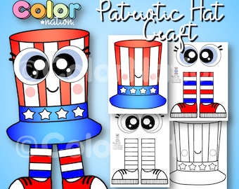 4th of July Patriotic Hat Craft US Activities Symbols President&#39;s Day Summer Activities