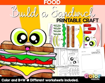 Build a Sandwich Printable Craft - Food Craft - Chef for a day - Summer