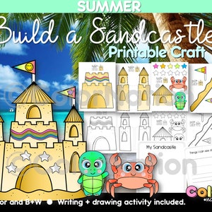 Build a Sandcastle Craft - Summer Coloring Pages - Beach Craft - End of the year - Sea Activity - Ocean craft