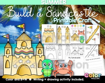 Sandcastle Craft: Summer Coloring Pages & Beach Activity (PDF Pattern)